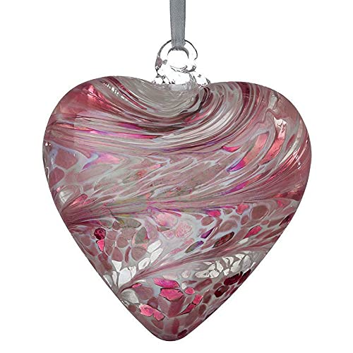 Glass Friendship Heart Hanging Hand Pink Craft Keepsake Ornament 12cm Sienna