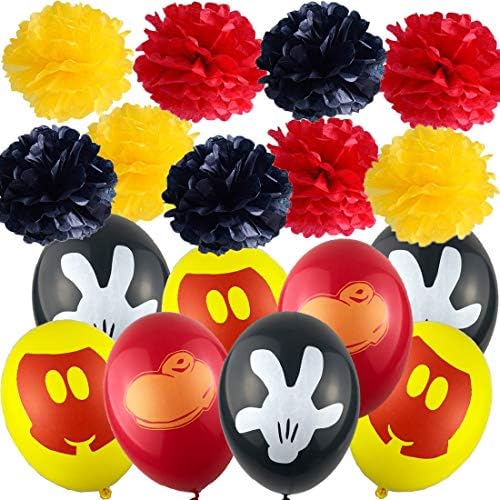 30pcs Balloons with 9pcs paper garland for Kids Mickey Mouse Birthday Party Favor Supplies Decorations