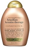 OGX Conditioner Ever Straight Brazilian Keratin Therapy, (1) 13 Ounce Bottle, Paraben Free, Sulfate Free, Sustainable Ingredients, Strengthening and Softening Formula
