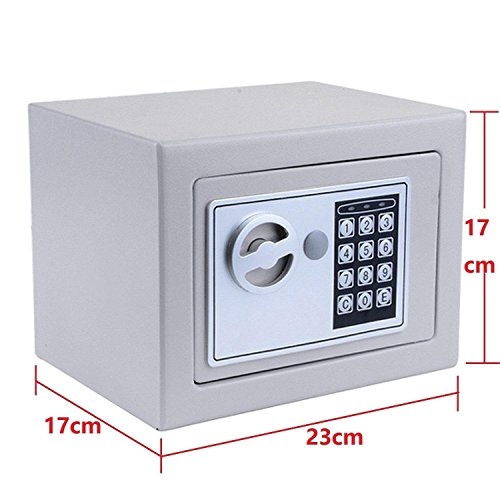 Fashine Security Safe Box Electronic Lock Small Safe with Deadbolt Lock Wall-Anchoring Design,8.9" X 6.5" X 6.5", (US Stock)(Silver Grey) - Thumbnail 2