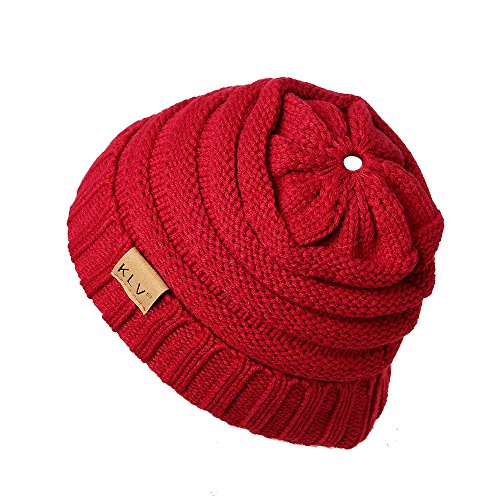 NRUTUP Winter Warm Hats Knit Soft Stretch Cable Knit Beanie Cuffed Ponytail Knit Hats Unisex .(C,Free Size)