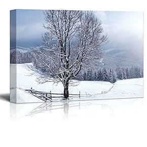 Canvas Prints Wall Art - Beautiful Winter Landscape with Snow Covered Trees - 12" x 18"