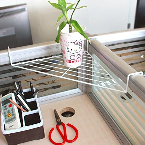 Rosiness Metal Hanging Office Cubicle Sundries Grid Storage Rack Space Saving (White)