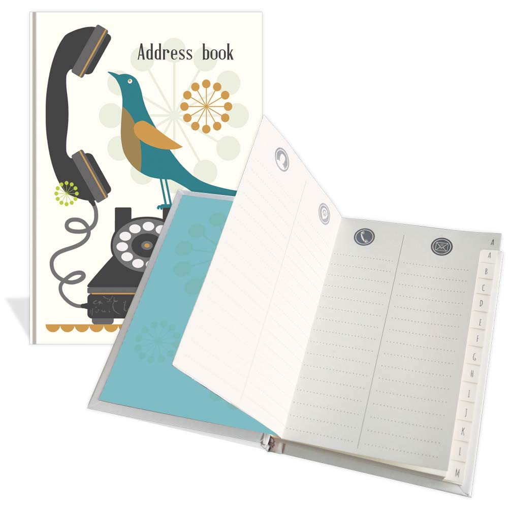 Quire Collections Luxury Pocket Address Book - Song Bird Design- 104 Pages - Size 91mm x 130mm