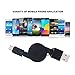 FiveBox USB Retractable Cable, Premium Retractable Charger Cord 5-Pack High Speed 2.5FT USB 2.0 Sync Data & Charge Cable for Android, Samsung Galaxy, HTC, LG, Sony, BlackBerry and More Android Device