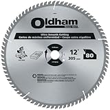 Oldham 12080TP All Purpose 12-Inch 80 Tooth ATB Trim and Finishing Saw Blade with 1-Inch Arbor