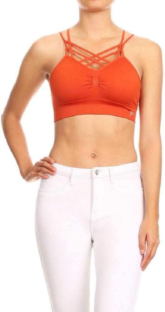 Women's Strappy Front Criss Cross Sports Bra Tops Bralette Active Wear Yoga Workout Removable Pad