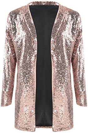 IRISIE Women Sparkle Sequins Open Front Long Sleeve Blazer Jacket
