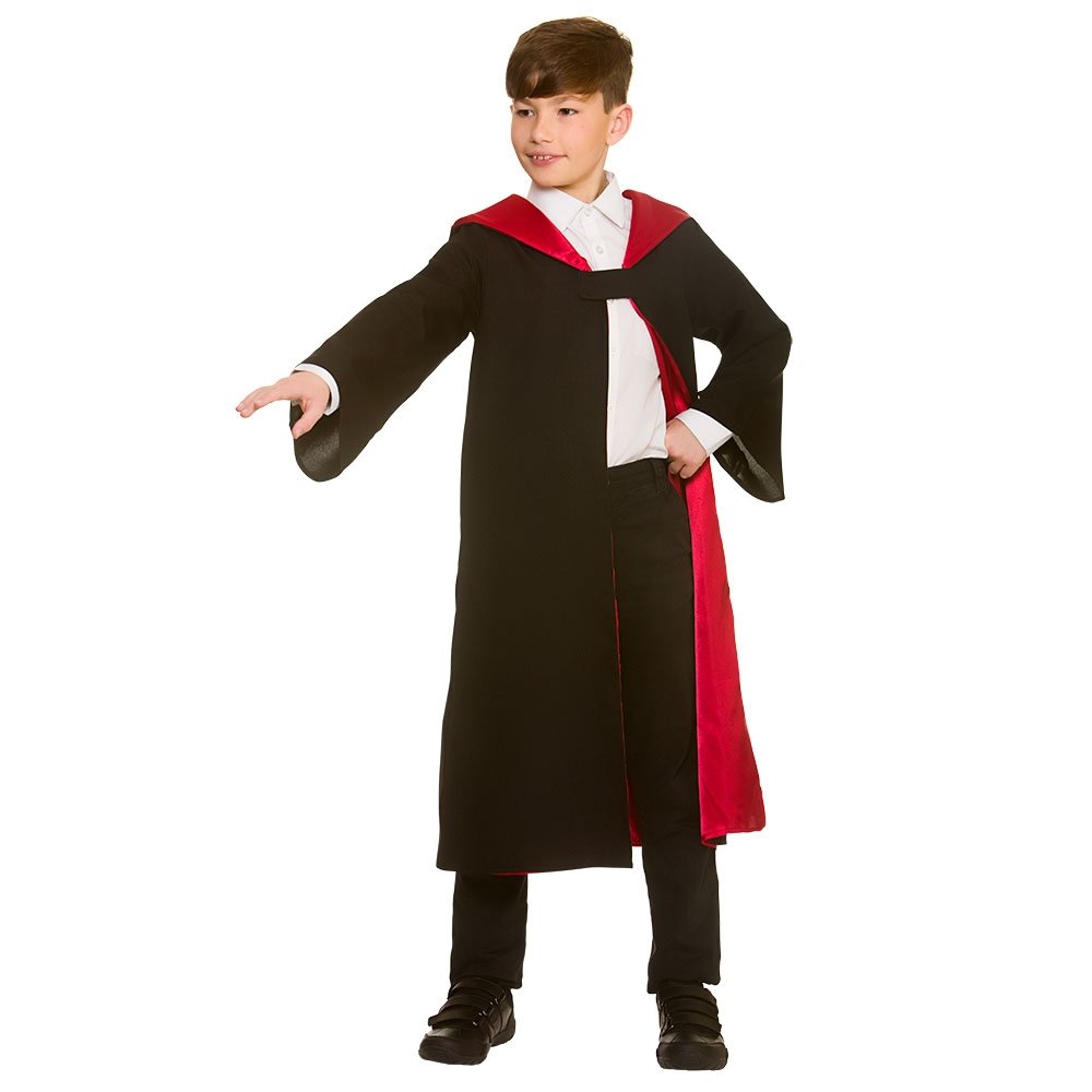 Wicked Costumes Kids Unisex Black/Red Wizard Robe (One Size) - Book Week, Halloween, Fancy Dress