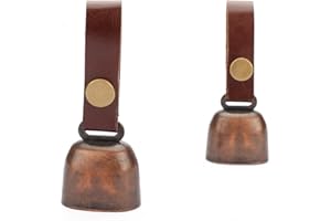 kcrygogo Leather Dog Collar Bell with Quick-Release Snap Buttons Training Bells with Leather Button Strap and Pet Anti- Lost Silver Pendant ID Tags (2Sets)