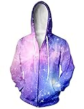 RAISEVERN Unisex Galaxy Nebula Zip Up Hoodie All Over Print Jacket Sweatshirt