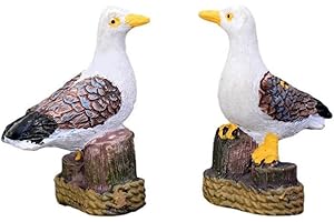 LONCESS Miniature Seagull Stand Stump Fairy Garden Accessories, Sea Bird Mini Figurine for Fairy Garden Decor, Micro Landscape Decoration, Terrarium Decoration, Cake Topper, Desk Decor, Plant House Decoration