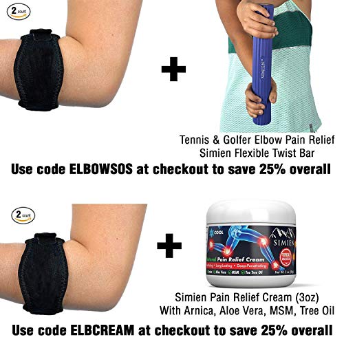 GRACEON 2 Pack Elbow Brace Tennis & Golfer's Elbow Pain Relief with Compression Pad, Wrist Sweatband