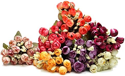 Delight eShip 5Bouquet/pack Artificial Rose, Fake Flower for Wedding Decor, Home Decoration, 7 optional color (Yellow)