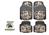Surreal Camouflage 5 Piece Car Truck Floor Mat Set & Camo- Universal All Weather Waterproof with Forest Pattern Black Color + FREE WASH MITT