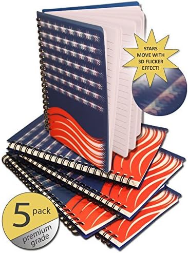Set of 5 - Sturdy Poly Cover with Premium Double Spiral - Memo Books - Memo Pads - Personal Notebooks - 5" x 7" - Bulk Pack