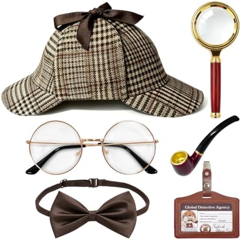 Set De Accesorios De Detective – Sombrero, Lupa Y Bigote Para Cosplay
