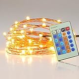 Indoor Lights String WEKSI Dimmable LED Starry String Lights Copper Wire Lights with Remote Control for Gardens, Homes, Dancing, Wedding,Christmas Party Decorative ( 33 ft, Warm White 100 Leds, 10M)