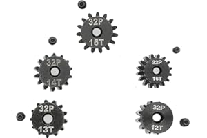 ADORLY 32P Steel Pinion Gear Set 1/8 inch Hole 12T 13T 14T 15T 16T with Hex Key for Traxxas Slash 2WD Hoss Rustler 4X4 VXL Slash 4X4 Bandit Nitro Stampede E Revo Maxx Upgrades Parts