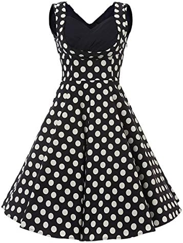 Vianla Women's 1950s V Neck Vintage Cut Out Retro Party Cocktail Dresses Black Dot XS