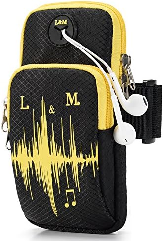 Workout Armband for Sports Running Arm Bag with Separate Compartment for iPhone 7 Plus/8/X, Samsung Galaxy Mega (Black)