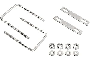 Aoje-Link Square U-Bolts 3.35"(85mm) Inner Width M8 Thread 304 Stainless Steel Silver with Plates Nuts Flat Washers for Car/RV/Trailer Bumper, 2Pcs