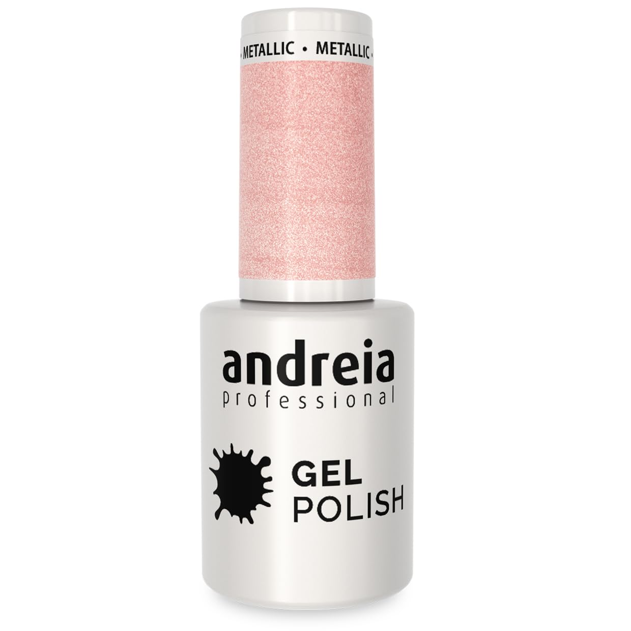 Andreia Semi-Permanent Nail Gel Polish for UV/LED Lamp - Intense Shine and 4 weeks Lasting Manicure Nail Gel Varnish - Colour 271 Metallic Nude Pink - Soft Shimmer Shades 10.5 ml