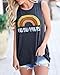 Umeko Womens Good Vibes Tank Tops Loose fit Graphic Tees Rainbow Crew Neck Sleeveless T Shirts