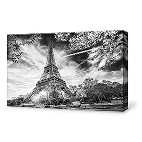Canvas Wall Art Eiffel Tower Canvas Painting Wall Poster Decor for Living Room Wooden Framed Home Decorations - 12x18 inches