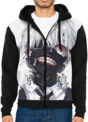 JieKeTieShen Men's Tokyo Ghoul Long Sleeve Full Zip Up Hoodie Sweatshirt Casual Active Hooded Jackets