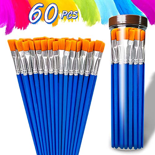 60pcs Paint Brushes Set for Kids Art Paint Party with A Storage Tank, As Birthday, Thanksgiving and Christmas Gifts