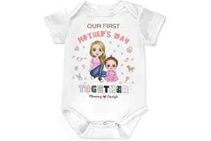 Personalized Mommy Baby Onesie,Custom Happy 1st Mothers Day Outfit Baby Clothing for Mom, Mother's Day Onesie Gift
