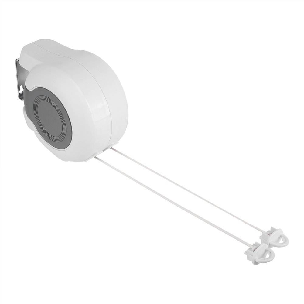 Retractable Washing Line Wall Mounted Washing Line with 2 x Rope, Easy Installation, for Indoor and Outdoor Use, Garden, Patio, Laundry Room