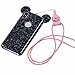 iPhone X Case, Umiko(TM) Lovely Cute Animal 3D Glitter Bling Rhinestone Disney Mickey Mouse Ears Sparkly Diamond Soft TPU Rubber Case with Strap for Apple iPhone X, Black
