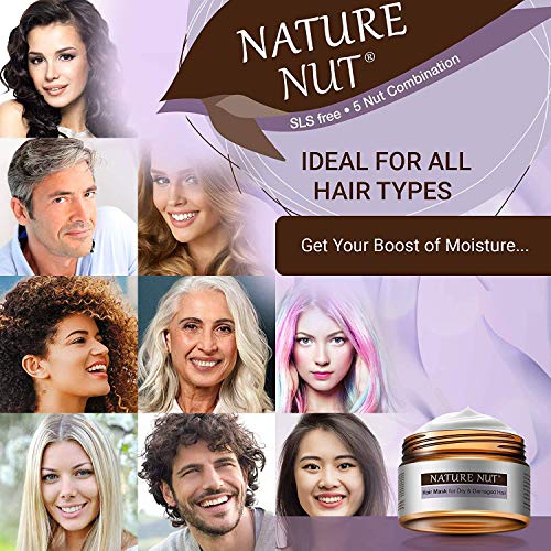 Nature Nut Dry & Damaged Hair Repair Shampoo + Hair Mask. Hypoallergenic 5 Nut Natural Blend Hydrating Formula