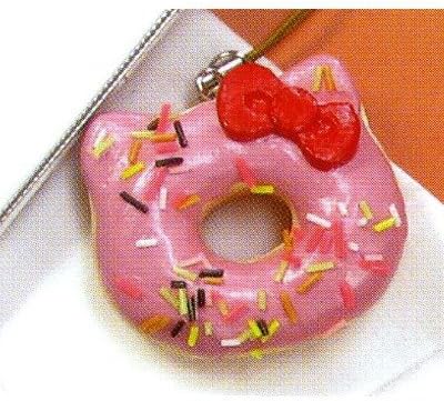 Amazon Com Sanrio Hello Kitty Sweets Cafe Squishy Donut Cell Phone Strap Strawberry With Chocolate Sprinkler