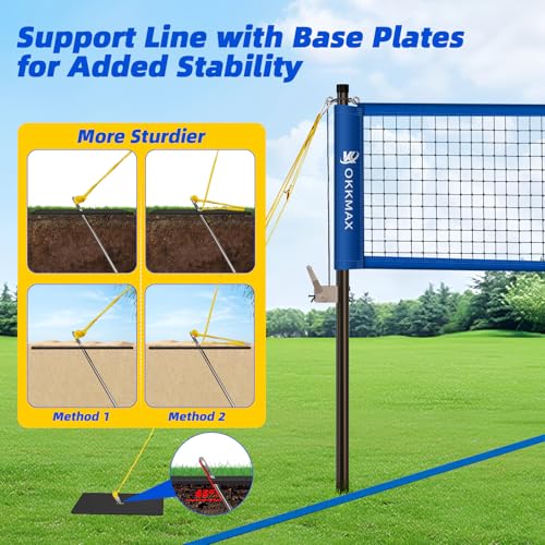 Professional Outdoor Volleyball Net Set with Adjustable Poles & Anti-Sag Design, Portable Volleyball Net Includes Beach Fixed Plate, Scoreboard, Boundary Line & Carry Bag for Backyard Beach