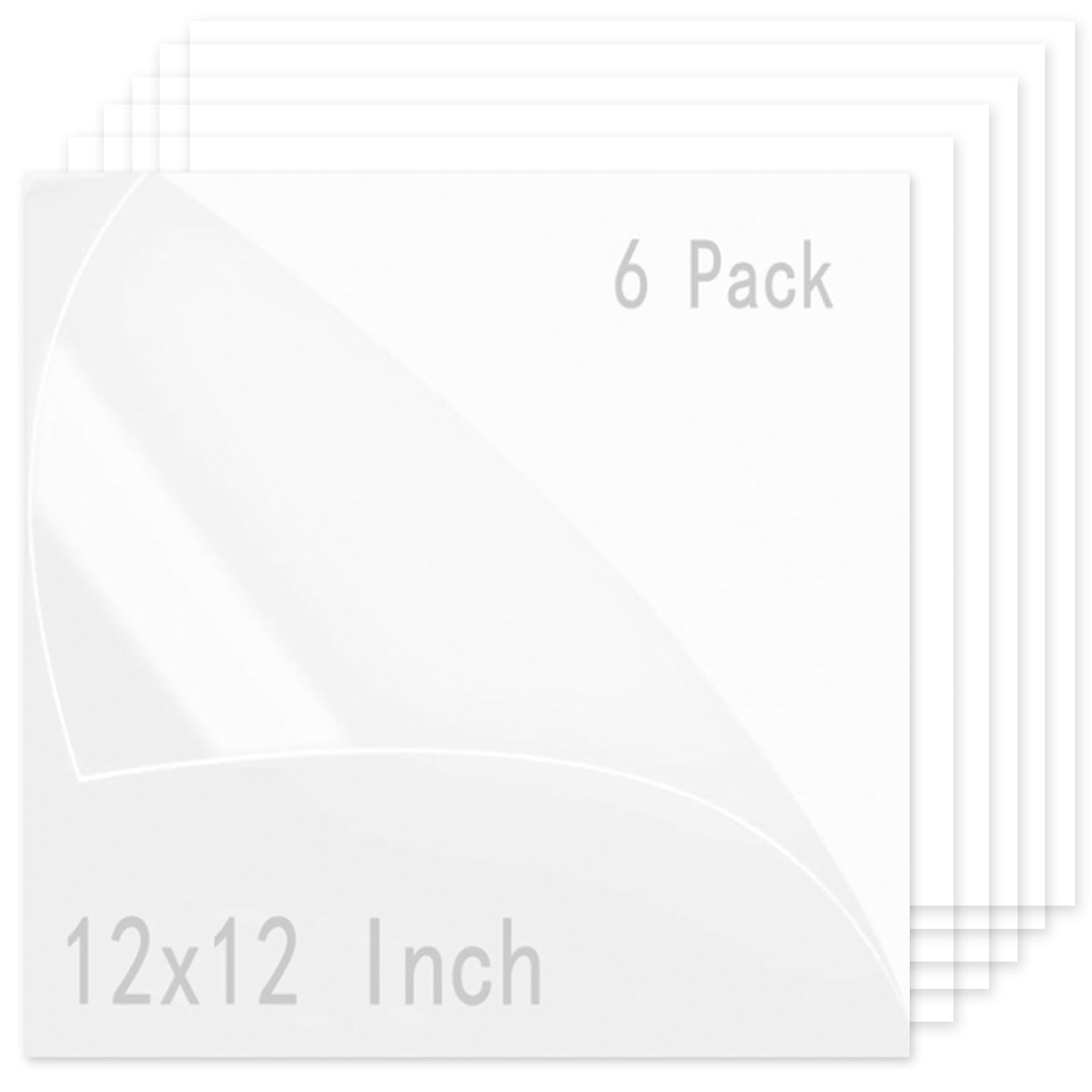 Photo 1 of QTLCOHD 6 Pack Clear Acrylic Sheet, 12 x 12 Inch Clear Plexiglass Sheets 1/8 Inch Thick (3 mm) with Protective Paper, Transparent Plastic Sheets for Crafts, Windows, Frame, DIY Display Projects