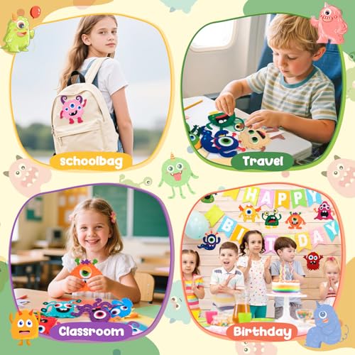 12 Pieces Sewing Kit Children Felt Craft Kit for Beginners, Complete Set of Sewing Monster Felt, DIY Sewing Gift Girls 6 7 8 9 10 Years