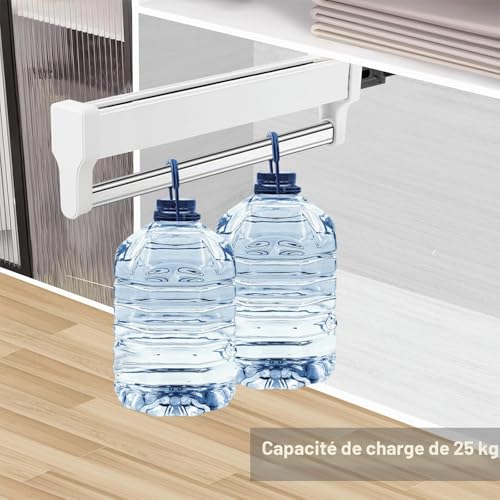 MAFAGE Extendable Clothes Rail Pull Out Clothes Rail Adjustable Telescopic Bar 397mm White