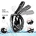 Snorkel Mask Foldable - Greatever 180° Panoramic View Free Breathing Full Face Snorkeling Mask with Camare  Mount, Dry Top Set Anti-fog Anti-leak for Adults & Kids, Black Color& L-XL Size 