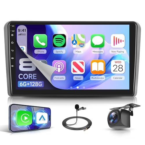 8 Cores 6G+128G Android Car Radio for Audi A3 S3 RS3 8P 8VS 8PA 2003-2012 Carplay Android Auto Wireless with 9'' Touch Screen FM/RDS/EQ/DSP WiFi GPS Panoramic 360° Steering Wheel Controls Reverse