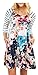 ETCYY Women's 3/4 Sleeve Floral Casual Striped T-shirt Swing Dress With Pockets