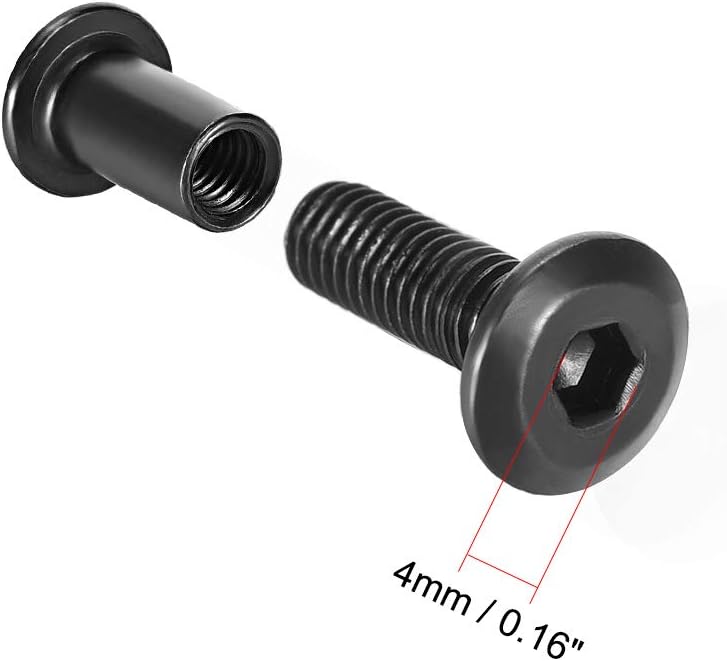 sourcing map Screw Post Fit for 5/16"(8mm) Hole Dia, Male M6x12mm Belt Buckle Binding Bolts Leather Fastener Carbon Steel Black 10 Sets - Image 4