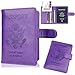 GDTK Leather Passport Holder Cover Case RFID Blocking Travel Wallet (Purple)