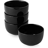 DOWAN 5.8" Deep Soup Bowls & Cereal Bowls - 30 Ounces Large Bowls Set of 4 for Kitchen - Ceramic Bowls for Cereal, Soup, Oatmeal, Salad, Ramen, Noodle, Rice - Dishwasher & Oven Safe (Black)