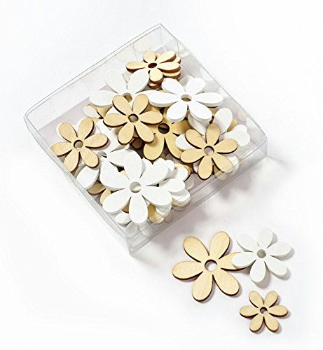 Summer Confetti - Wooden Flowers / Flowers - 108 Pieces (4.4 cm & 2.5 cm) - Table Decoration / Table Decoration / Confetti / Table Scatter Flowers / Wooden Flowers / Scatter Decoration