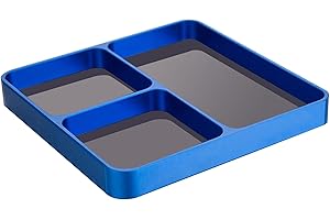Magnetic Parts Tray, Aluminum Alloy Tool Organizer for Screws Bolts Nuts Pins Sockets, with Removable Magnetic Pads, Portable