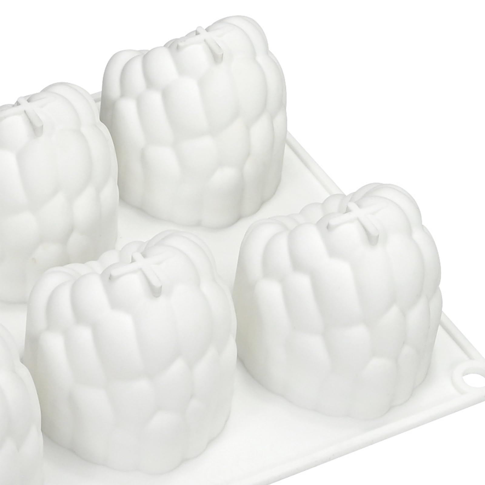 6-Cavity Raspberry Silicone Molds for Mousse Cake, Large Fluted Design, White