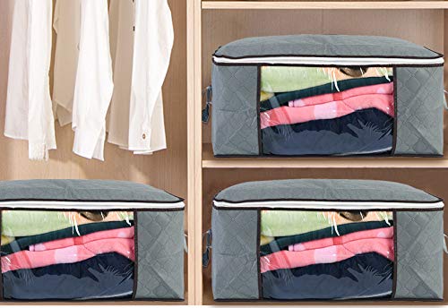 image for ComboCube 3 Pcs Grey Breathable Clothing Blankets Storage Bag Organize